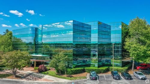 Aerial of Glass Building