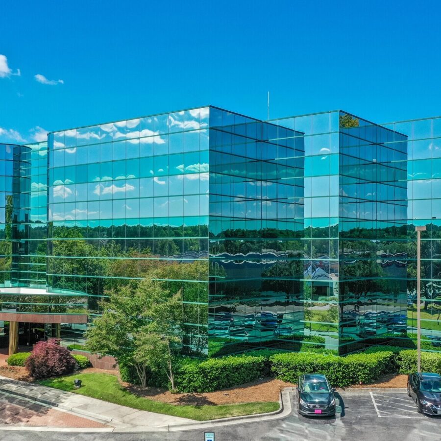 Aerial of Glass Building